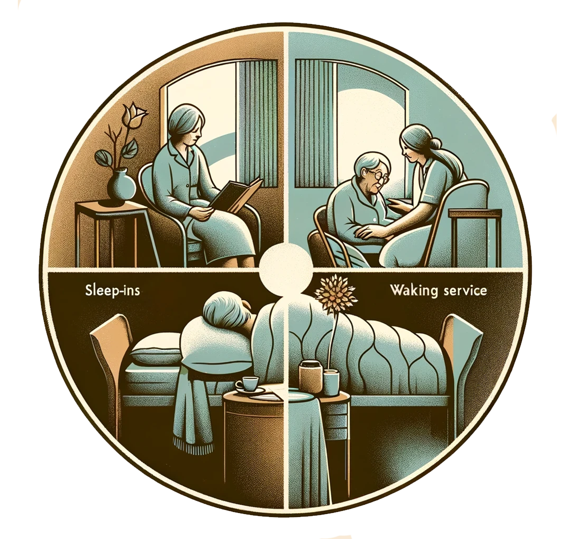 Sit-in, sleep-in and waking night care service
